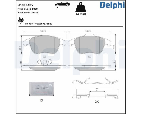 Brake pad set, disc brake LP5084EV Delphi, Image 3