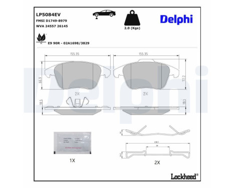 Brake pad set, disc brake LP5084EV Delphi, Image 3
