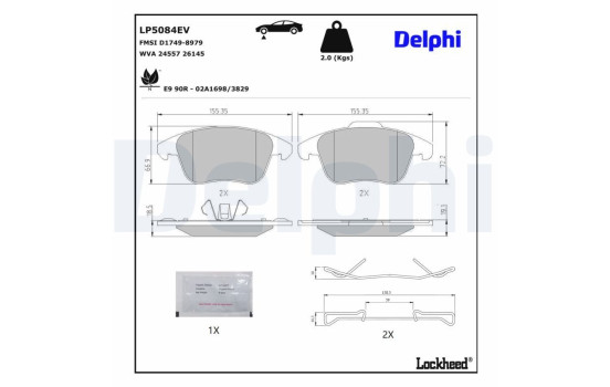 Brake pad set, disc brake LP5084EV Delphi, Image 3