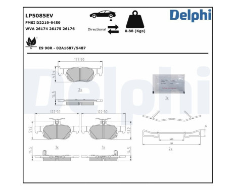 Brake pad set, disc brake LP5085EV Delphi, Image 2