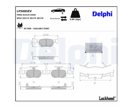 Brake pad set, disc brake LP5085EV Delphi, Image 2