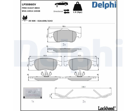 Brake pad set, disc brake LP5086EV Delphi