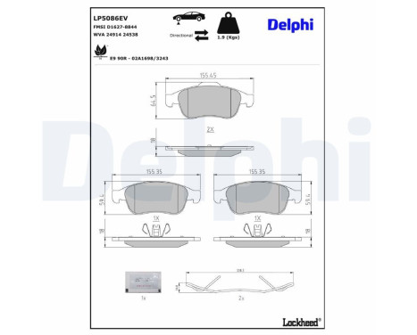 Brake pad set, disc brake LP5086EV Delphi, Image 2