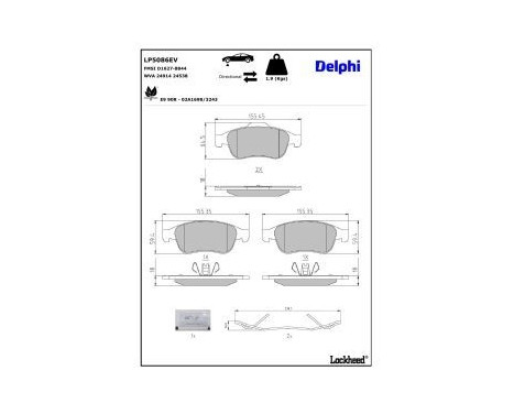 Brake pad set, disc brake LP5086EV Delphi, Image 3