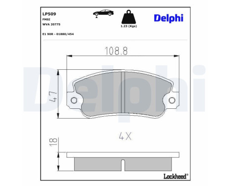 Brake Pad Set, disc brake LP509 Delphi