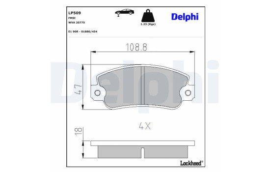 Brake Pad Set, disc brake LP509 Delphi