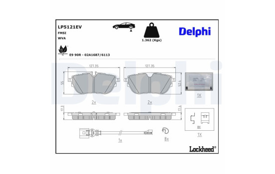 Brake pad set, disc brake LP5121EV Delphi