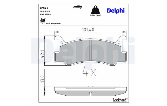 Brake Pad Set, disc brake LP521 Delphi