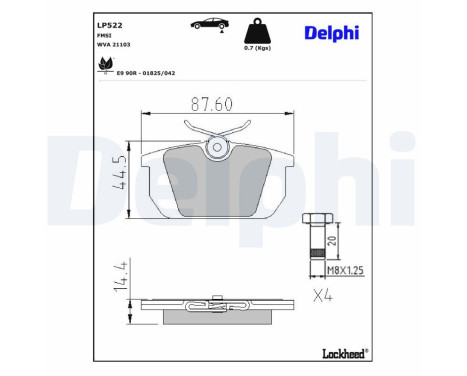 Brake Pad Set, disc brake LP522 Delphi