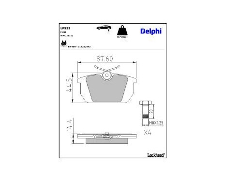 Brake Pad Set, disc brake LP522 Delphi