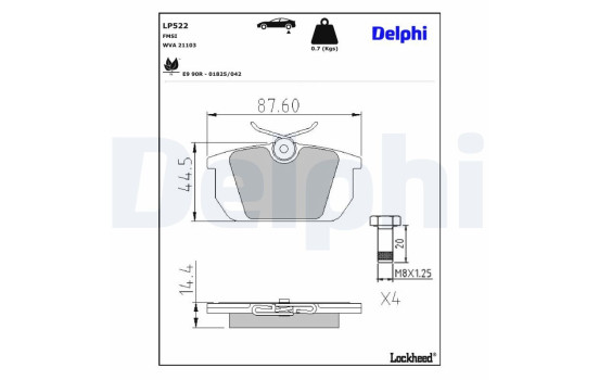 Brake Pad Set, disc brake LP522 Delphi