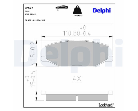 Brake Pad Set, disc brake LP527 Delphi