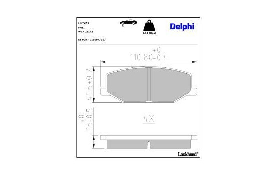 Brake Pad Set, disc brake LP527 Delphi
