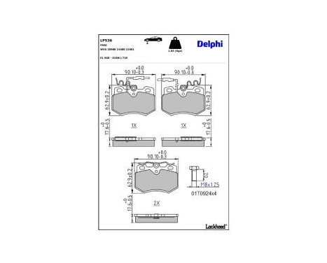 Brake Pad Set, disc brake LP536 Delphi