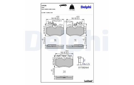 Brake Pad Set, disc brake LP536 Delphi