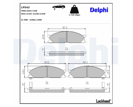 Brake Pad Set, disc brake LP543 Delphi