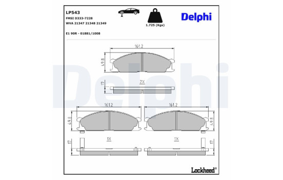 Brake Pad Set, disc brake LP543 Delphi