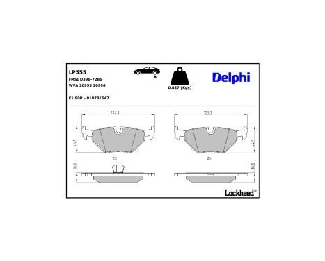Brake Pad Set, disc brake LP555 Delphi