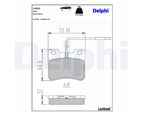 Brake Pad Set, disc brake LP563 Delphi