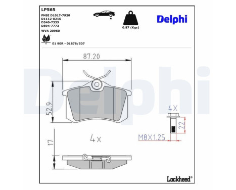 Brake Pad Set, disc brake LP565 Delphi, Image 3