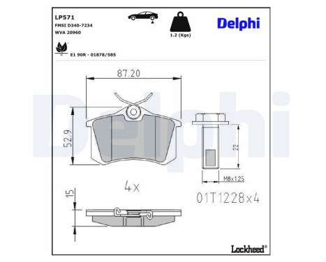 Brake Pad Set, disc brake LP571 Delphi
