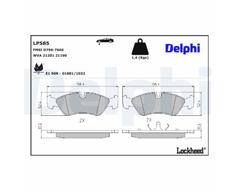 Brake Pad Set, disc brake LP585 Delphi
