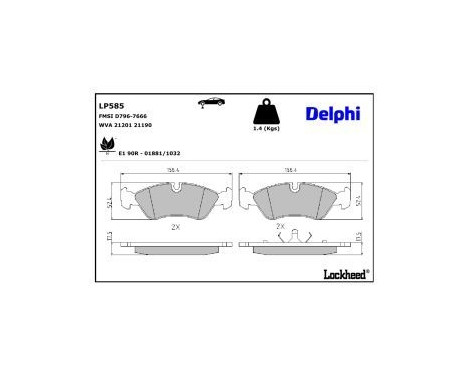 Brake Pad Set, disc brake LP585 Delphi, Image 3