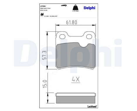 Brake Pad Set, disc brake LP586 Delphi