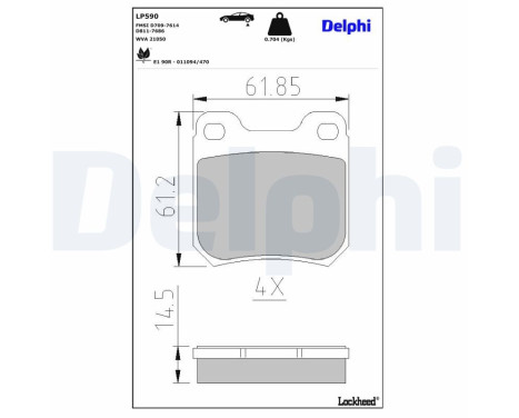 Brake Pad Set, disc brake LP590 Delphi, Image 3