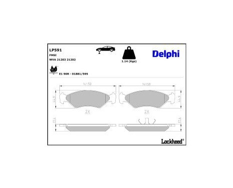 Brake Pad Set, disc brake LP591 Delphi
