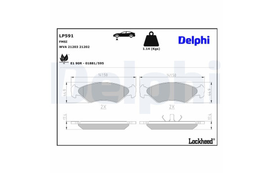 Brake Pad Set, disc brake LP591 Delphi