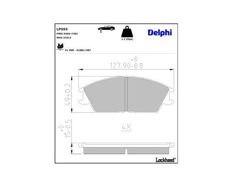 Brake Pad Set, disc brake LP593 Delphi