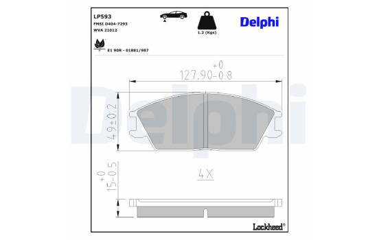 Brake Pad Set, disc brake LP593 Delphi