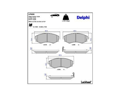 Brake Pad Set, disc brake LP606 Delphi