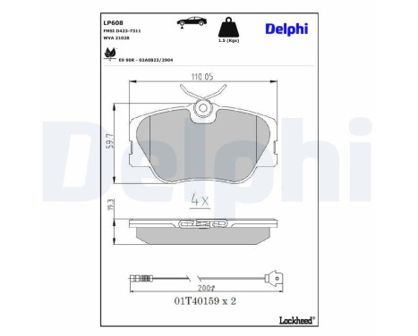 Brake Pad Set, disc brake LP608 Delphi