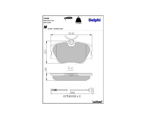 Brake Pad Set, disc brake LP608 Delphi