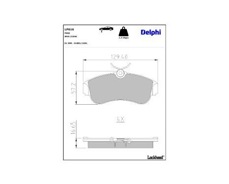 Brake Pad Set, disc brake LP616 Delphi