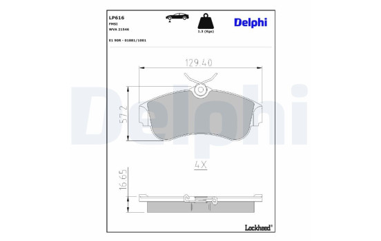 Brake Pad Set, disc brake LP616 Delphi
