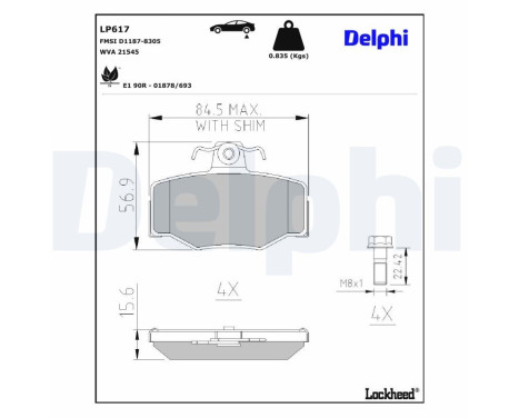Brake Pad Set, disc brake LP617 Delphi