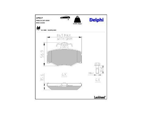 Brake Pad Set, disc brake LP617 Delphi