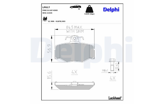 Brake Pad Set, disc brake LP617 Delphi, Image 3