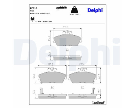 Brake Pad Set, disc brake LP618 Delphi