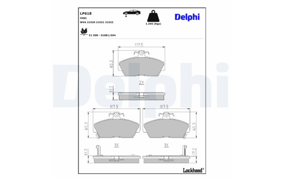 Brake Pad Set, disc brake LP618 Delphi
