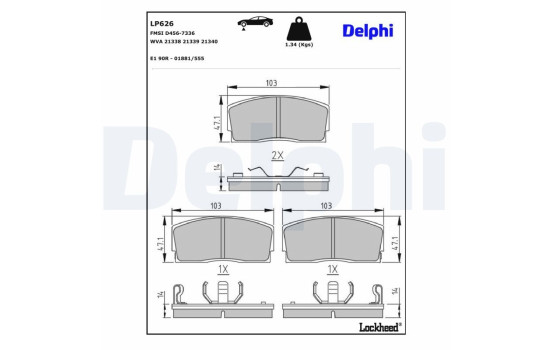 Brake Pad Set, disc brake LP626 Delphi