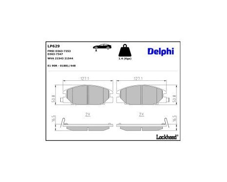 Brake Pad Set, disc brake LP629 Delphi