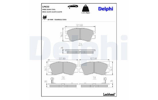Brake Pad Set, disc brake LP633 Delphi