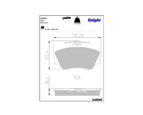Brake Pad Set, disc brake LP639 Delphi