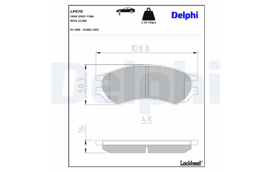 Brake Pad Set, disc brake LP670 Delphi