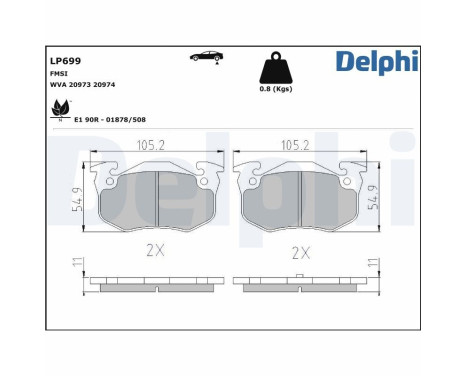 Brake Pad Set, disc brake LP699 Delphi