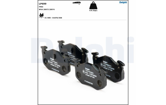 Brake Pad Set, disc brake LP699 Delphi, Image 2